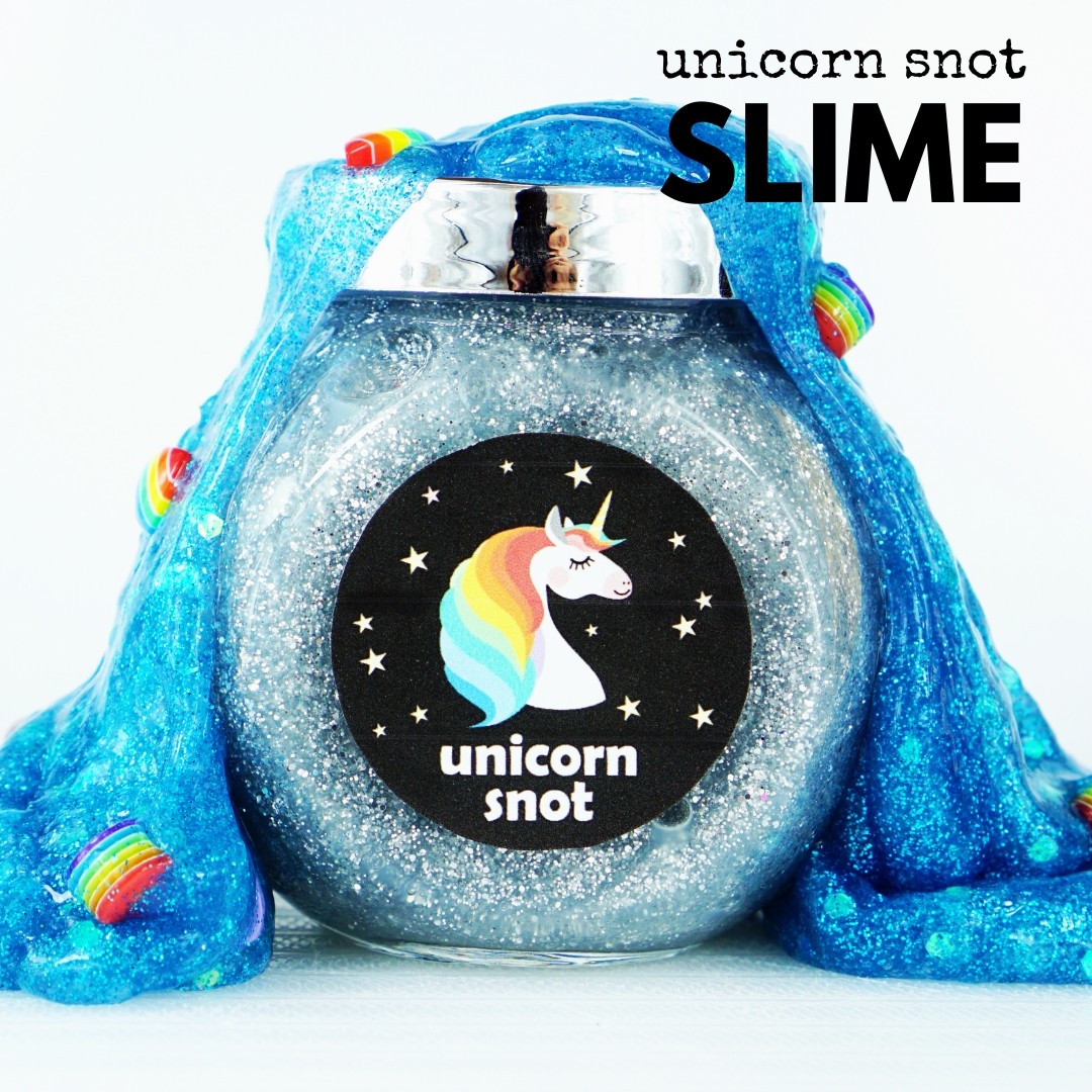 glittery unicorn snot slime with rainbow beads